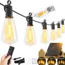 Brightown 202FT Solar String Lights Outdoor Waterproof with Remote, 65+2 LED Shatterproof Bulbs, Dimmable & Timable, 3 Light Modes - Commercial Grade Patio Lights for Garden Backyard Party Decor