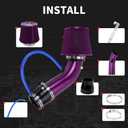 BARTOO 3'' Cold Air Intake Kit Aluminum Automotive Cold Air Intake Pipe Filter Induction Flow Hose Pipe Kit, Purple
