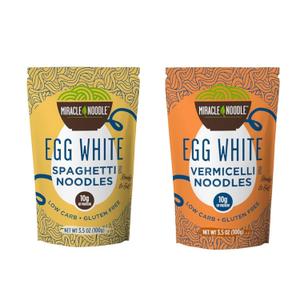 Miracle Noodle Egg White Pasta Variety Pack, 3.5 Oz (Pack of 6), Spaghetti, Vermicelli Angel Hair, Ready to Eat Egg White Noodles, 10g Protein, 45 Calories, 1g Net Carbs Per Serving, High Protein, Keto, Gluten-Free, BB 08/21/2026