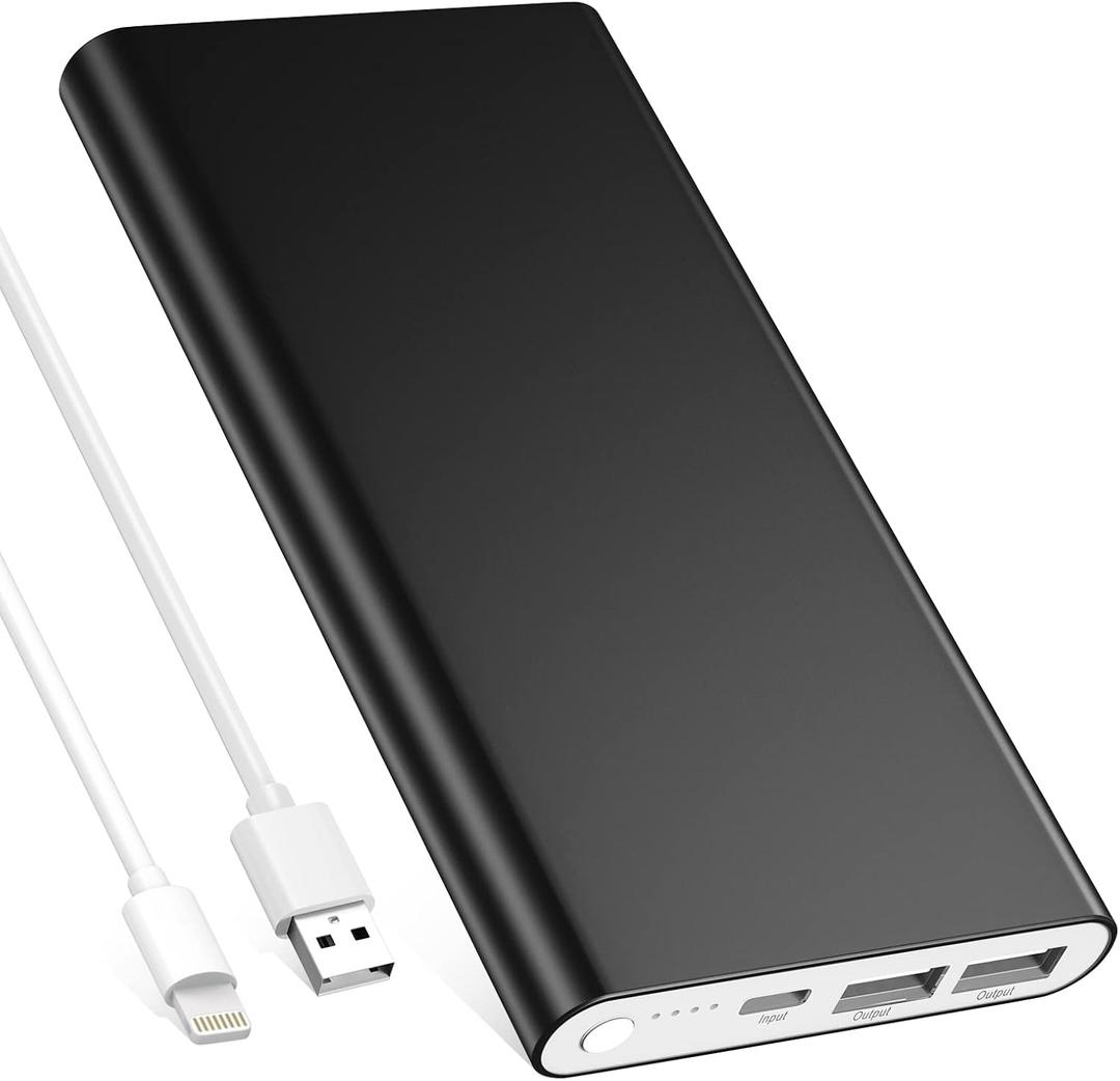 Pilot 4GS Portable Charger 12000mAh Fast Charging Power Bank Dual 3A High-Speed Output Battery Pack Compatible with iPhone 16 15 14 13 12 11 and MoreCharging Cable Included (Black)