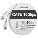 CAT6 Ethernet Cable 50FT High Speed Flat 500MHz Bandwidth Transmission Speed 10Gbps Faster Than Cat 5e/CAT5.Widely Used in Computers.laptops and Other Devices White-50Foot