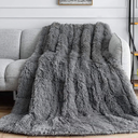 Weighted Blanket for Adult 15 lbs Dual Sided Cozy Fluffy Heavy Blanket,Ultra Fuzzy Throw Blanket with Soft Plush Flannel Top,60 x 80 inches Black on Both Sides