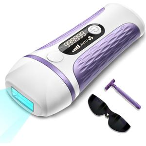 IPL Laser Hair Removal Device Permanent for Women & Men, 999,999 Flashes Safe Effective Lasting Hair Remover, Alternative to Salon, for Face Arms Armpit Legs Bikini Area Whole Body Home Treatment (White)