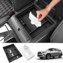 LUWU 2025 Infiniti Accessories Center Console Organizer Compatible with 2022 2023 2024 2025 INFINITI QX80 Luxe/Premium Select/Sensory Console Organizer Tray Armrest Storage w/Tissue Box