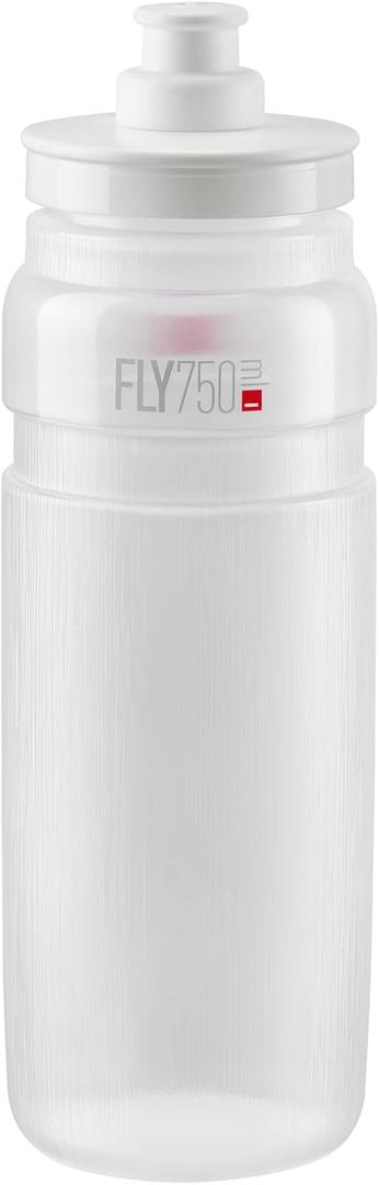 ELITE Fly Tex Cycling Water Bottle 750ml Clear Ultra-Lightweight, BPA-Free,Easy-Squeeze Sports Bottle for Road, MTB & Gravel