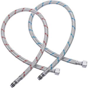 2 PCS Faucet Hose, 24 Inch Faucet Supply Lines Bathroom Kitchen Faucets Lines Braided Stainless Steel Supply Hose for Hot and Cold Water Supply3/8-Inch Female Compression Thread X M10 Male Connector