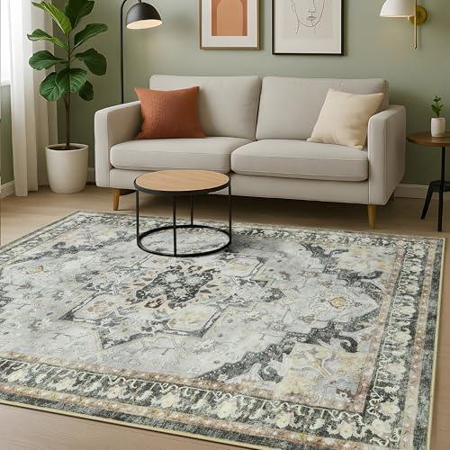 RUGICI Area Rugs 8x10,Washable Area Rug for Living Room,Low Pile Rug,Non-Slip Non-Shedding Bedroom Rug,Indoor Modern Carpet for Bedroom Kitchen Dining Room Home Décor (Green, 8x10)