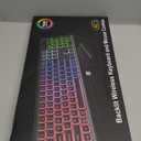 Wireless Keyboard and Mouse Combo - RGB Backlit, Rechargeable & Light Up Letters, Full-Size, Ergonomic Tilt Angle, Sleep Mode, 2.4GHz Quiet Keyboard Mouse for Mac, Windows, Laptop, PC (Black)