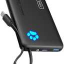 INIU 45W Portable Charger, 10000mAh Built-in USB C Cable Fast Charging Power Bank, Small Type C Battery Pack, Powerbank for iPhone 16 15 14 13, iPad, Samsung S25 S24 etc. Travel Camping Essentials