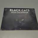 Black Cat Calendar 2026 Wall Black Cats Gifts For Cat Lovers Monthly Calender 12 Month | American Made In The USA