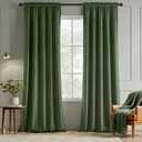 MIULEE Olive Green Velvet Curtains 84 Inch Long Luxury Super Soft Thermal Insulated Blackout Curtains Room Darkening Drapes Rod Pocket Design for Bedroom Living Room Set of 2 Panels, W40 x L84 Inch