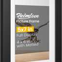 Heimlove 5x7 Black Picture Frame,Black 5 x 7 Photo Frames Display Pictures 4x6 with Mat or 5x7 Without Mat,with HD Plexiglass,for Postcard Diploma Poster Collage for Tabletop or Wall Mounted