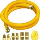 72" Flex Gas Line, Gas Dryer Connector Kit, Stove/Water Heater/Dryer Gas Line with Connectors 1/2" MIP 1/2"FIP 3/4"MIP, 5/8 in.OD(1/2 in. IDCoated Corrugated Stainless Steel Tubing 15/16-16"UN Nut