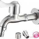 Outdoor Garden Bibb Spigot Washing Machine Faucet,1/2" Male Inlet Mop Sink Faucet,Easy to Install Utility Room Faucets with 2 Filter (Long)