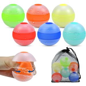 Reusable Water Balloons for Kids, Outdoor Summer Pool Beach Water Toys, Refillable Quick Fill Water Balloons for Boys and Girls Ages 3+ (5Pcs)