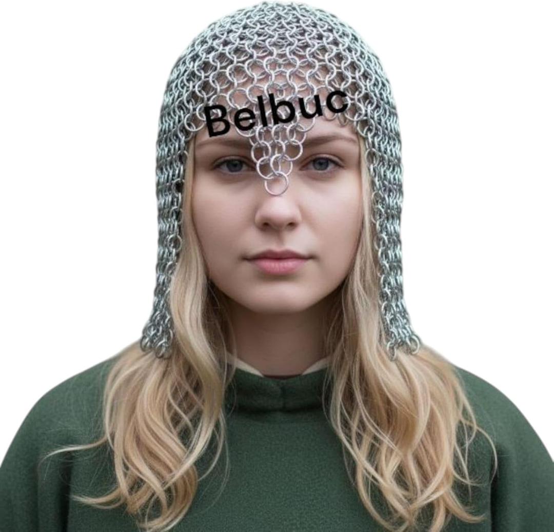 Aluminum Butted Chain Mail Coif Hood, Lightweight, Large Size, Anodized