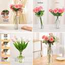 4 Large Acrylic Clear Cylinder Vase Set with 4 Spiral Ikebana Stem Holder Ring, Unbreakable Tall Plastic Hurricane Vases for Wedding Centerpieces Flower Bouquet Decor (4 Vases + 2 Holder)
