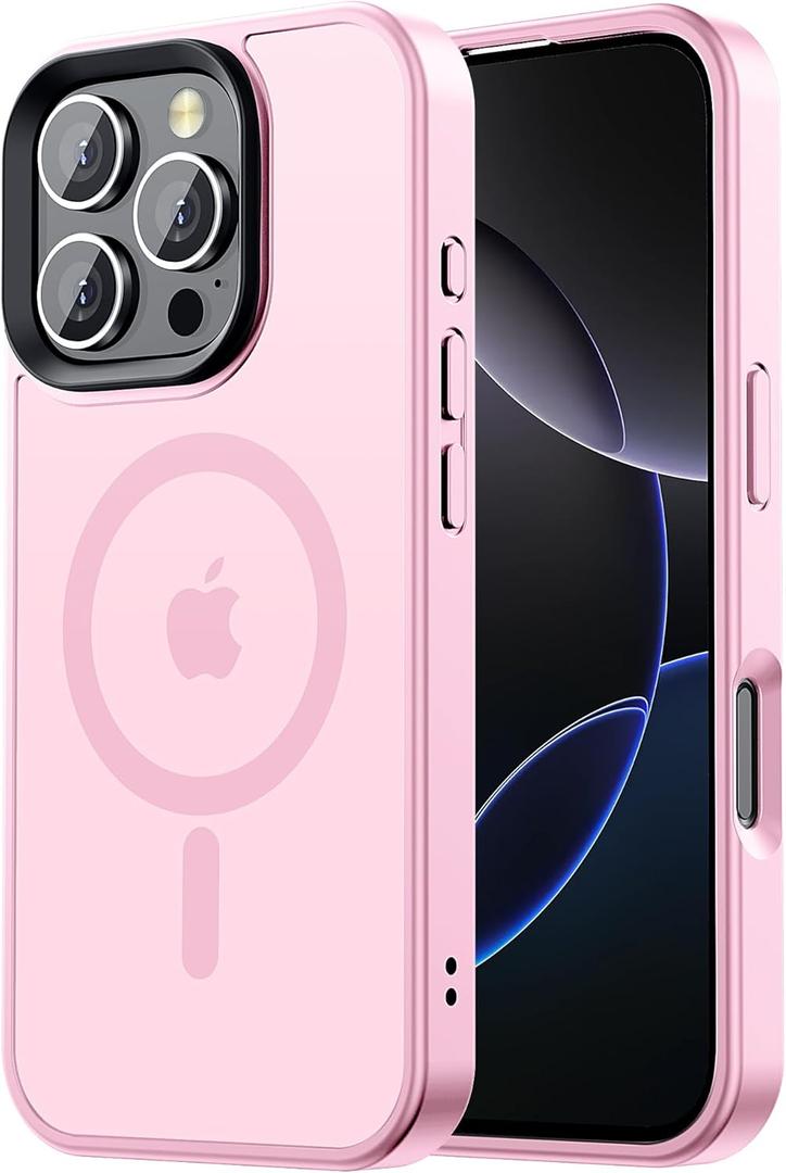 Compatible with iPhone 16 Pro max Bumper case Fits MagSafe 10FT Drop Resistant Matte Skin Feeling Shockproof Back Cover Fits iPhone 16 Pro max Phone Cases 6.9", Light Pink