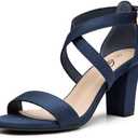 Trary Women's Sandal, White, Block Heel, Ankle Strap, Size 5-11.5, Formal Occasion Attendees 7.5