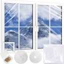 2 x 3963inches Window Insulation for Winter, Plastic Window Cover for Winter,Thermal Window Insulation Kit for Winterizing,Thick Transparent Window Seal Film for Winter Window Covering