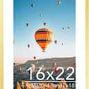 JCJMY 16x22 Picture Frame with 12x18 Mat, Display Photo 12x18 with Mat or 16 x 22 Without Mat, Wall Hanging Large 16 by 22 Poster Frame with Plexiglass, Gold