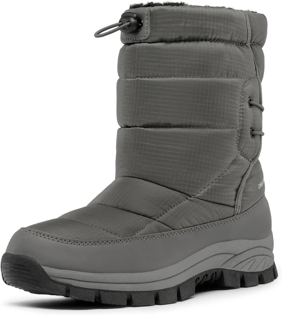 DREAM PAIRS Women's Winter Snow Boots Waterproof Lightweight Warm Fashion Janara Mid Calf Boot (6, Grey)