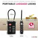 LUXOORO TSA Approved Luggage Lock with Alert Indicator, 4-Digit Resettable Combination, Durable Zinc Alloy Travel Lock for Suitcase, Backpack, Toolbox, Locker, All-Purpose, keyless Black (2 Pack)