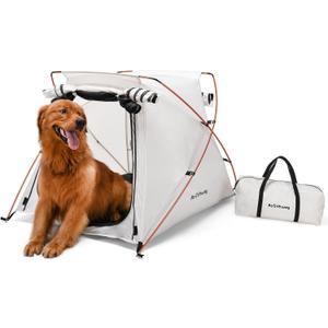 Portable Dog Tent for Large Pets up to 100lb or Multiple Pets, Waterproof Dog Tent Outdoor Lightweight with Carrying Bag, Fully Zipped Meshed Door and Window, for Camping, Beach, Backyard