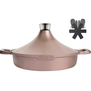 Non-Stick Frying Pan/Skillet 11", 3QT Tagine Pan,Cast Aluminum Pans with Lid, Stove/Oven-to-Table Cookware, Dishwasher Safe& Compatible with All StovetopsBlack
