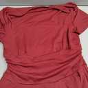 YMDUCH Women's Casual Square Neck Ruffle Hem Mini Dress Short Sleeve Short Party Dresses with Pockets (Red) M