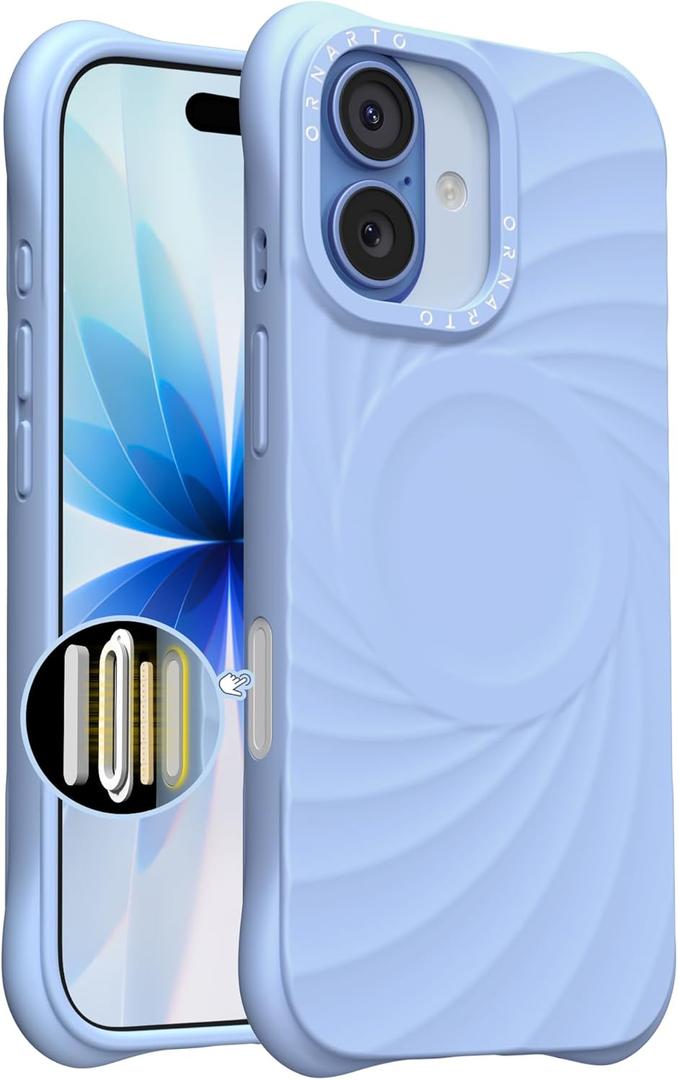 ORNARTO Vortuxe for iPhone 17 Case 6.3" | 2X MIL-STD Protection | Camera Control Button | Compatible with MagSafe | Sleek Aesthetic Liquid Silicone Phone Cover | Sky Whisper