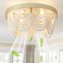 20" Gold Crystal Ceiling Fans with Lights, Mid Century Fandelier Ceiling Fan with Light Remote Control, Flush Mount with 6 Speeds for Bedroom, Nursery, Living Room