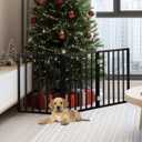 Pet Gate - 3-Panel Indoor Foldable Dog Fence for Stairs, Hallways, or Doorways - 54x24-Inch Wood Freestanding Dog Gates by PETMAKER (Black)