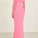 PRETTYGARDEN Fall Dresses for Women 2025 Elegant Off The Shoulder Long Sleeve Formal Wedding Guest Bodycon Maxi Dress(Pink,Medium) 