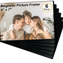 Mingting Magnetic Picture Frame, Holds 5X7 Inches Pictures, Reusable Black Magnet Fridge Photo Sleeves for Refrigerator, Locker,Office Cabinet (Black, 6) (6Pcs)