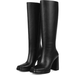mikarka Black Boots Knee High Boots Women Square Toe Chunky Heel Boot Womens Fall Boots for Dailywear Work Party Size 8.5