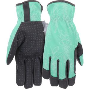 MUD Everyday Women's Synthetic Leather Palm with Silicone Dotted Grip Garden Gloves (Medium/Large, Blue)