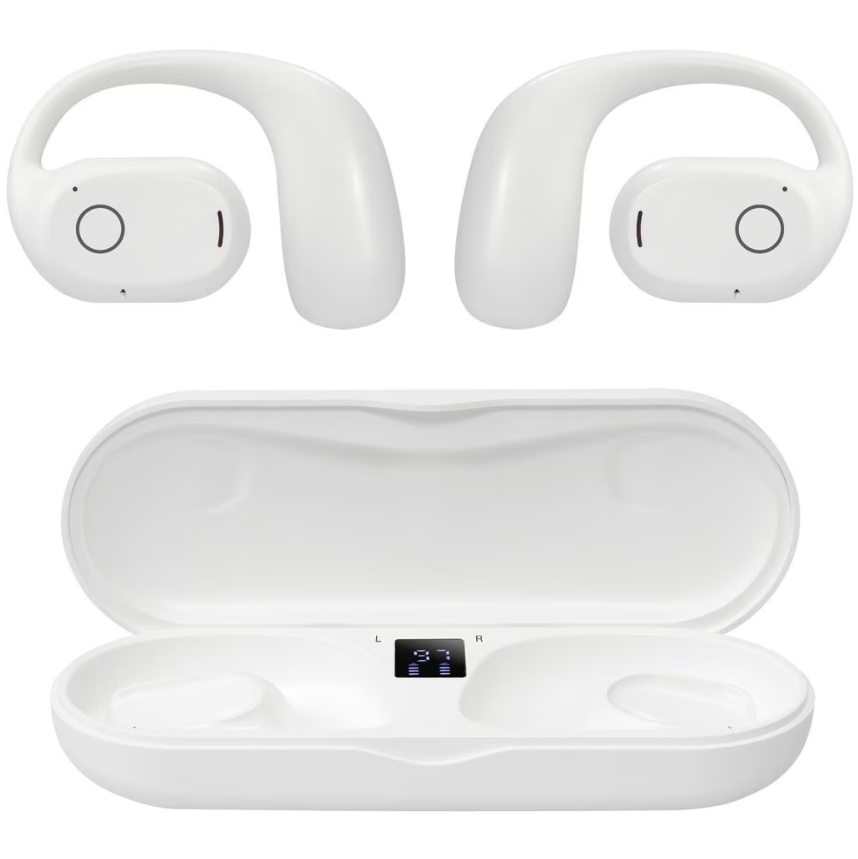 iLive 16mm Driver Clear Truly Wireless Open Ear Earbuds, White - IAEBTO34B