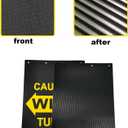 24"x30" Black Polymer Mud Flaps with Warning Sign and 24"x3" Mud Flap Reflector Reflective Tape Fit for Semi Trucks Trailers, 2 Pack