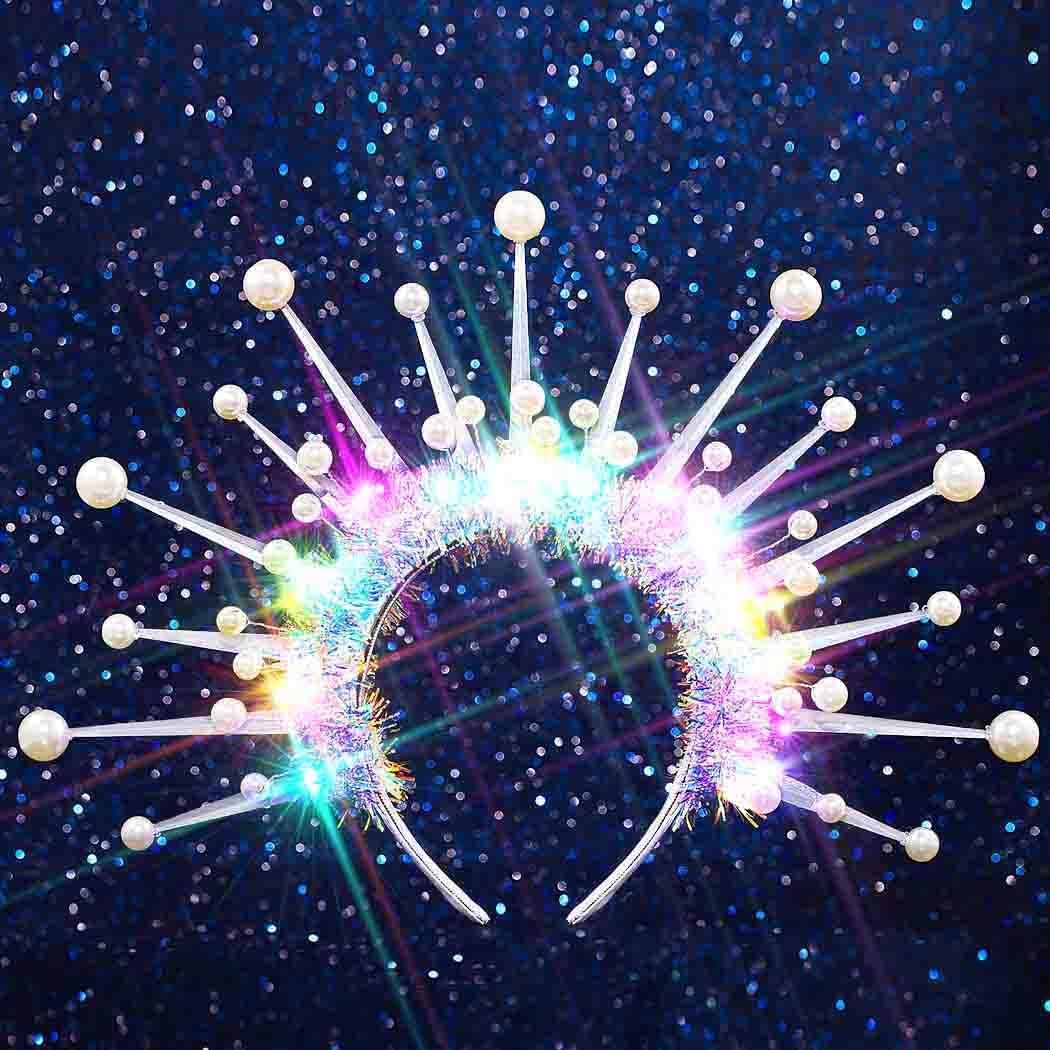 Zoestar Light Up Headband Led Rave Festival Hair Accessories for Women (One Size, White)
