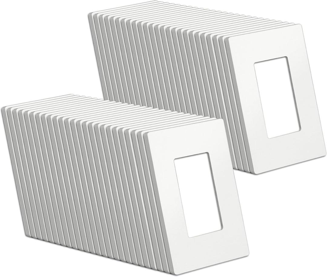 BESTTEN (50 Pack) USWP4 Matte White Screwless Switch Plate, 1-Gang Decorator Wall Outlet Cover, H4.69 x W2.91, for Light Switch, Dimmer, USB, GFCI, Receptacle