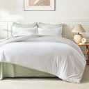 Litanika White Comforter Set Queen Size, 3 Pieces Lightweight Solid Bedding Comforter Set, All Season Fluffy Bed Set (90x90In Comforter & 2 Pillowcases)