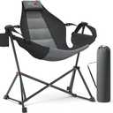 Hammock Camping Chair with Adjustable Backrest, 350LBS Heavy Duty Oversized Swinging Chair Portable Folding Rocking Chair with Pillow Cup Holder for Outdoor Beach Camping Patio, Black