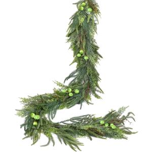 Lvydec Christmas Norfolk Pine Garlands, 6Ft Realistic Artificial Faux Greenery Cedar Garland for Mantle Holiday Indoor Outdoor Fireplace Winter Christmas Home Decor