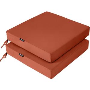 Favoyard Patio Chair Cushions 18 x 18 x 3 Inch Waterproof Outdoor Seat Cushions for Patio Furniture 3-Year Color Fastness Garden Sofa Couch Chair Pads with Handle & Adjustable Straps Set of 2, Spice