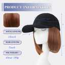 Hat Wigs for Women Baseball Cap with Hair Extensions Short Straight Bob Hairstyle Caps with Hair Attached Adjustable Baseball Cap Wig for Daily Party(12inch)
