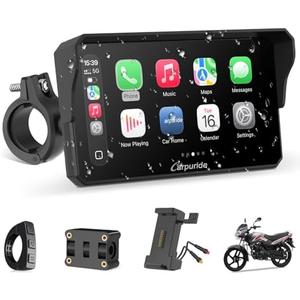 Carpuride W602S PRO Motorcycle Carplay & Android Auto with Type-C Port, 6.25" Motorcycle GPS Navigation System Supports OTA, Car Play Moto Screen with Wired Controller, Dual Bluetooth, Waterproof