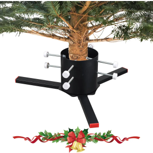 Christmas Tree Stand for 9-12 FT Live Trees, Heavy Duty Metal Base for 0-7" Dia. Fresh Cut Trunk, Folding Xmas Holder for Holiday Decor