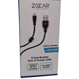 ZGEAR Braided Sync & Charge Metal Housings - Micro USB To USB-A Cable - 6 Foot