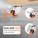 WBD 2" Plate Caster Wheels Set of 8, Heavy Duty Casters with Brake, 1200 Lbs, Safety Dual Locking, Industrial Swivel Top Plate Casters Wheels for Furniture, Carts (Screws and Screwdriver)